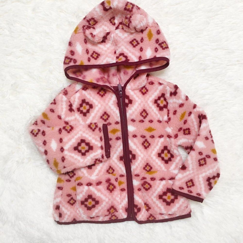 Patterned Sherpa Fleece Bear Zip Hoodie Sweater Petal Pusher 18 24 Months
